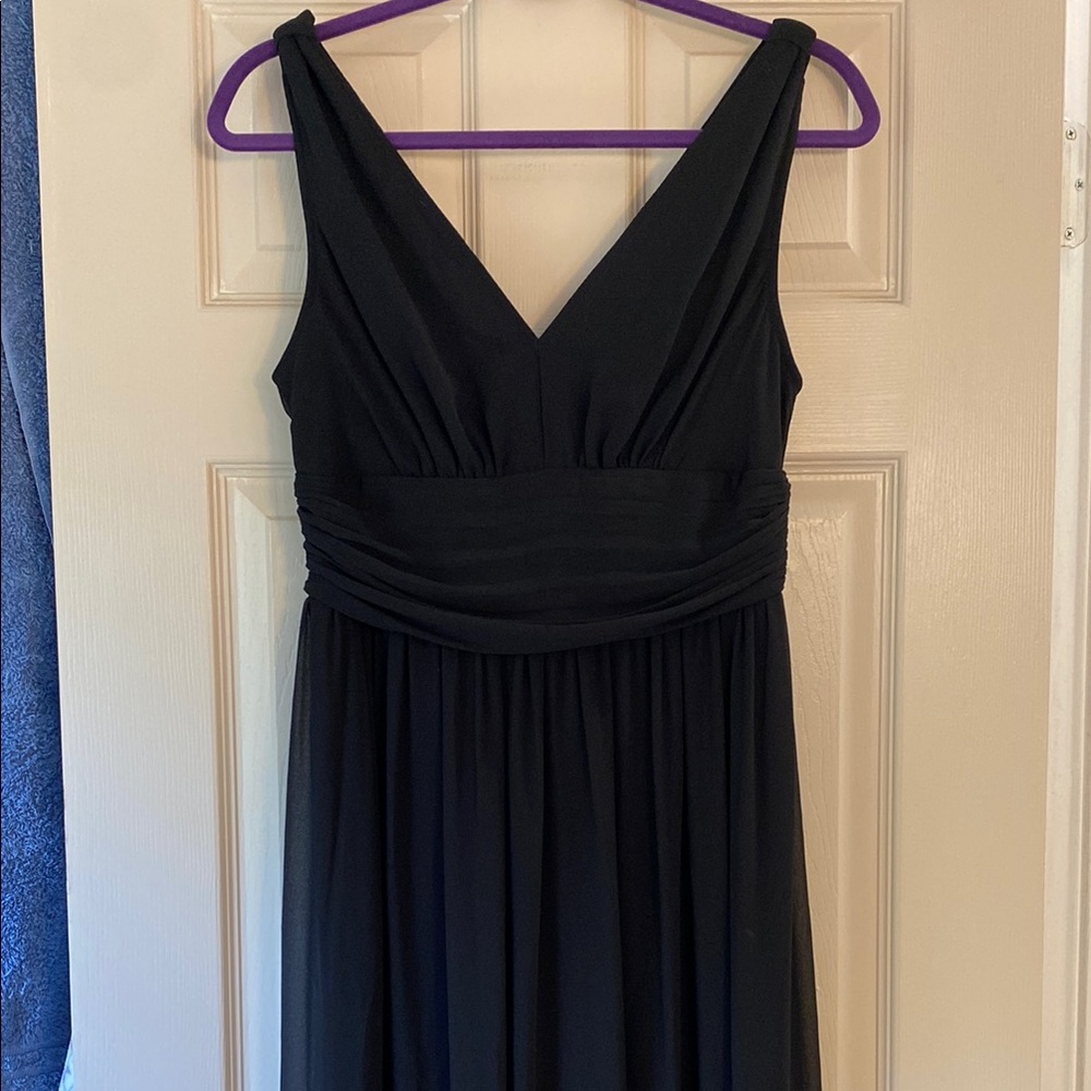 Ever Pretty Black Ruched Maxi Sundress V-Neck